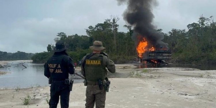 Operação conjunta da Polícia Federal e do Ibama de combate ao garimpo ilegal em terra indígena no Amazonas - Foto: PF